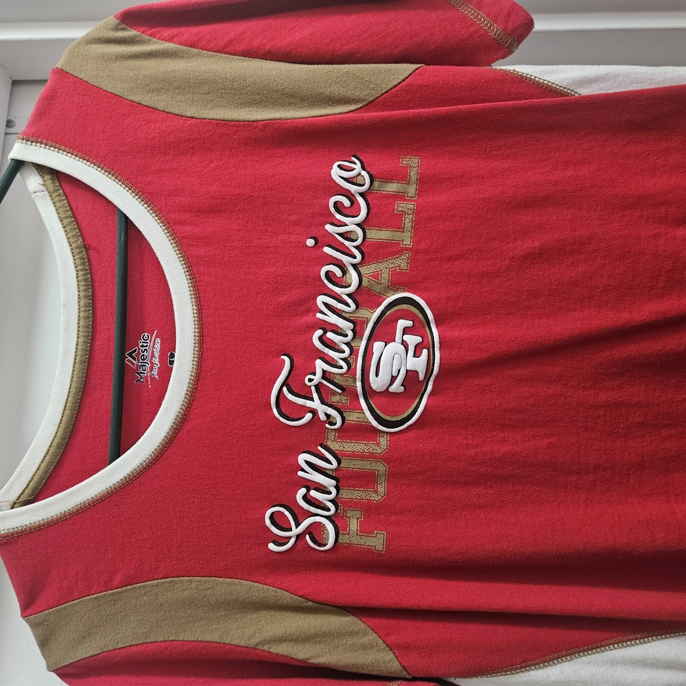 San Francisco Woman's Red and Tan Football Shirt